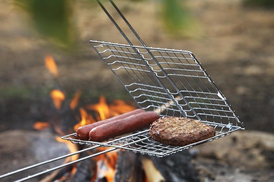 Hand Grill - Outdoor Grill - Kamperen en Buiten - Verstelbare Grillmand - One Size - Zilverkleurig — afbeelding 3