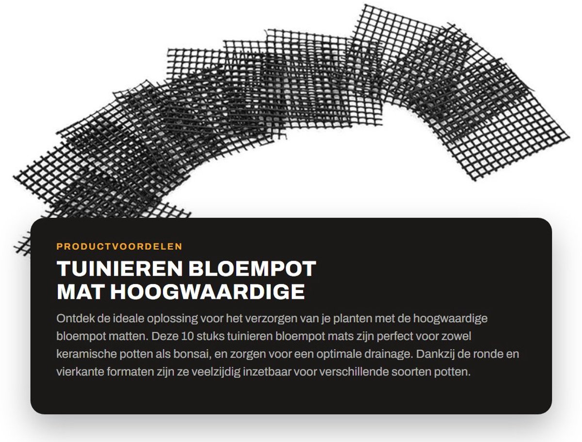 Dailygoods- Drainagemat 10 Stuks - Ronde/Vierkante Mat - Hoogwaardige Kunststof - Anti-Kwelmat - Voorkomt Bodemlekkage - Gezondere Wortels - Potgrondmat
