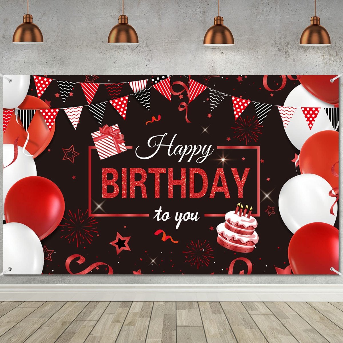 Dailygoods- Canvas Banner Extra Groot - Verjaardagsachtergrond - Feestdecoratie - Polyester - 180 x 102 cm - Wasbaar en Herbruikbaar - Verjaardagsbanner