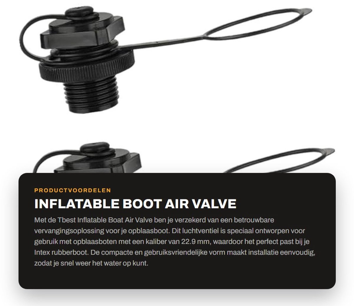 Dailygoods- Luchtventiel 22,9 mm - Opblaasbare Boot - Vervangingsventiel - Kunststof - 2 Stuks - Eenvoudig te Installeren - Rubberbootventiel