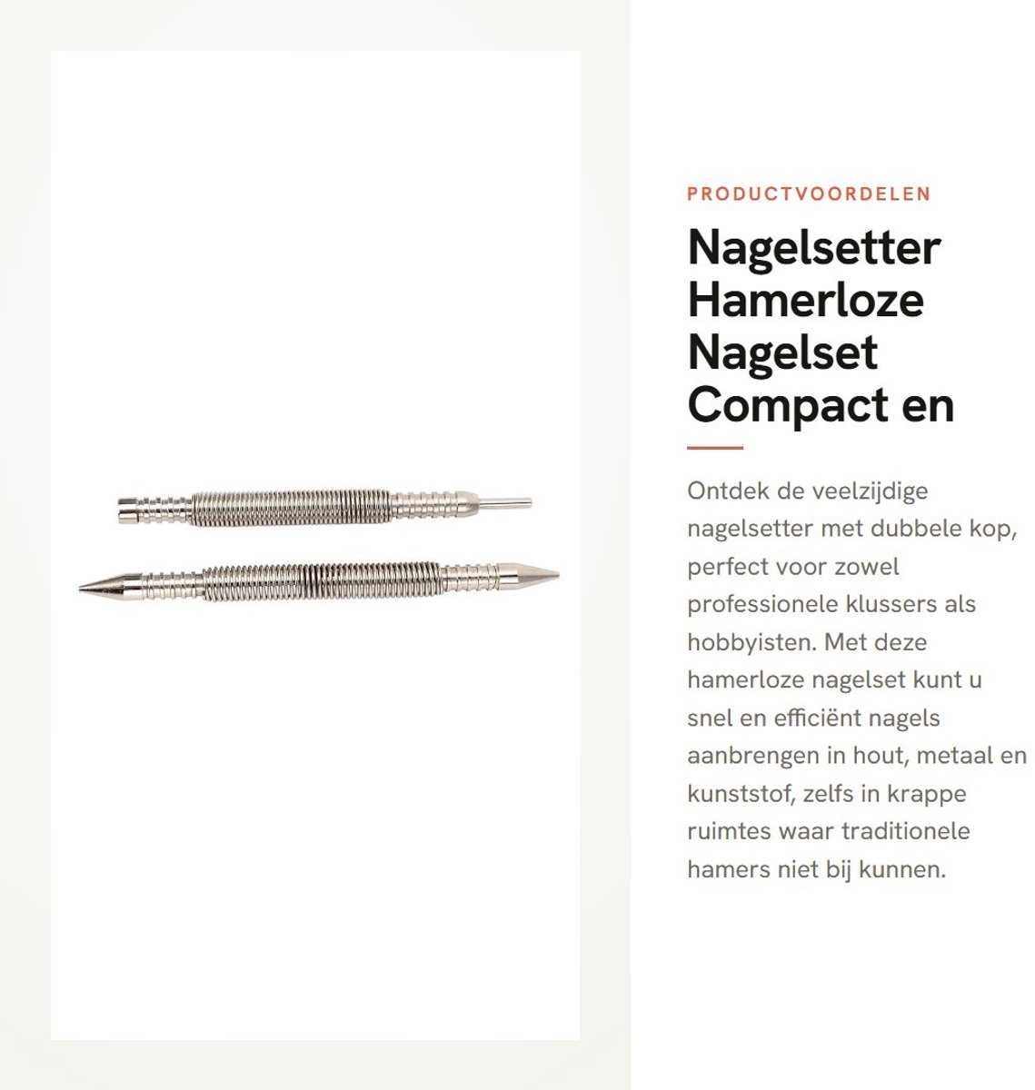 Dailygoods- Nagelsetter Dubbele Kop - Scharnierpenpons - Veerspijkerset - Hamerloze Nagelset - Voor Hout/Metaal - Compact maar krachtig - Spijkerzetter