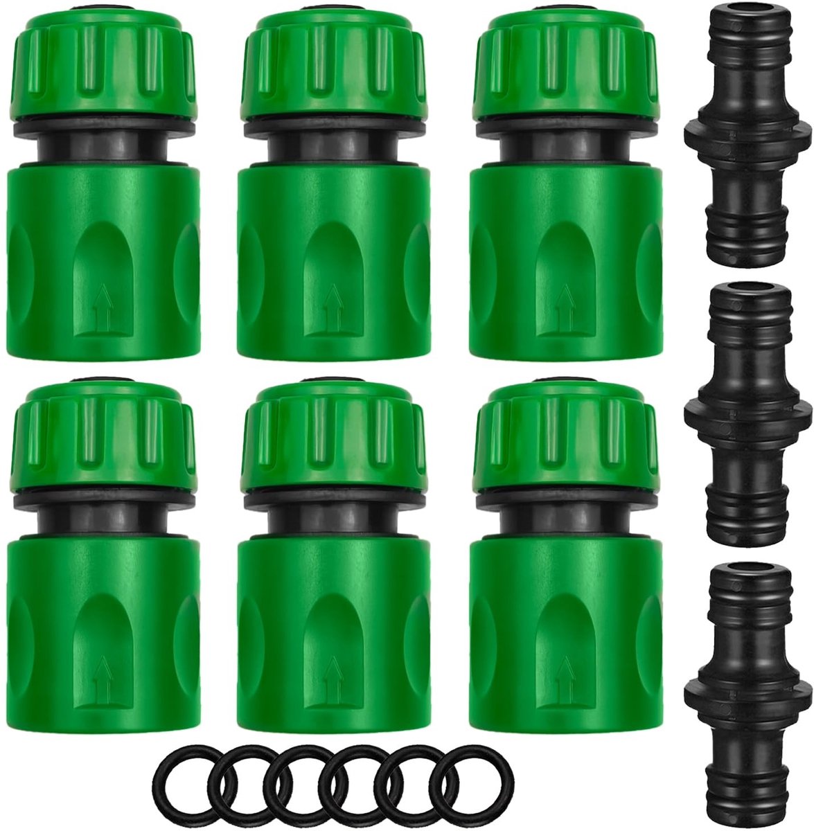 Dailygoods- Slangkoppeling 1/2 inch - 9 Stuks Slangkoppelingsset - Verbindingsstukken - Slangkoppelingen voor Tuinslang - Duurzaam Kunststof - Geschikt voor Irrigatiesystemen - Slangconnector