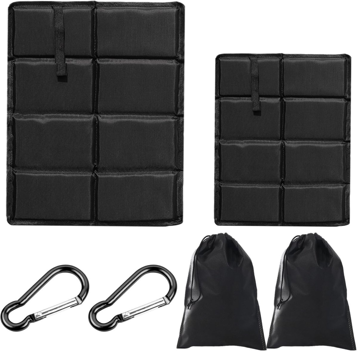Dailygoods- Kussens 29x40 cm - Outdoor Kussen - Kinderen/Klapkussen - Vochtbestendig - Inclusief 2 Karabijnhaken - Zwart/Grijs - Zitkussen