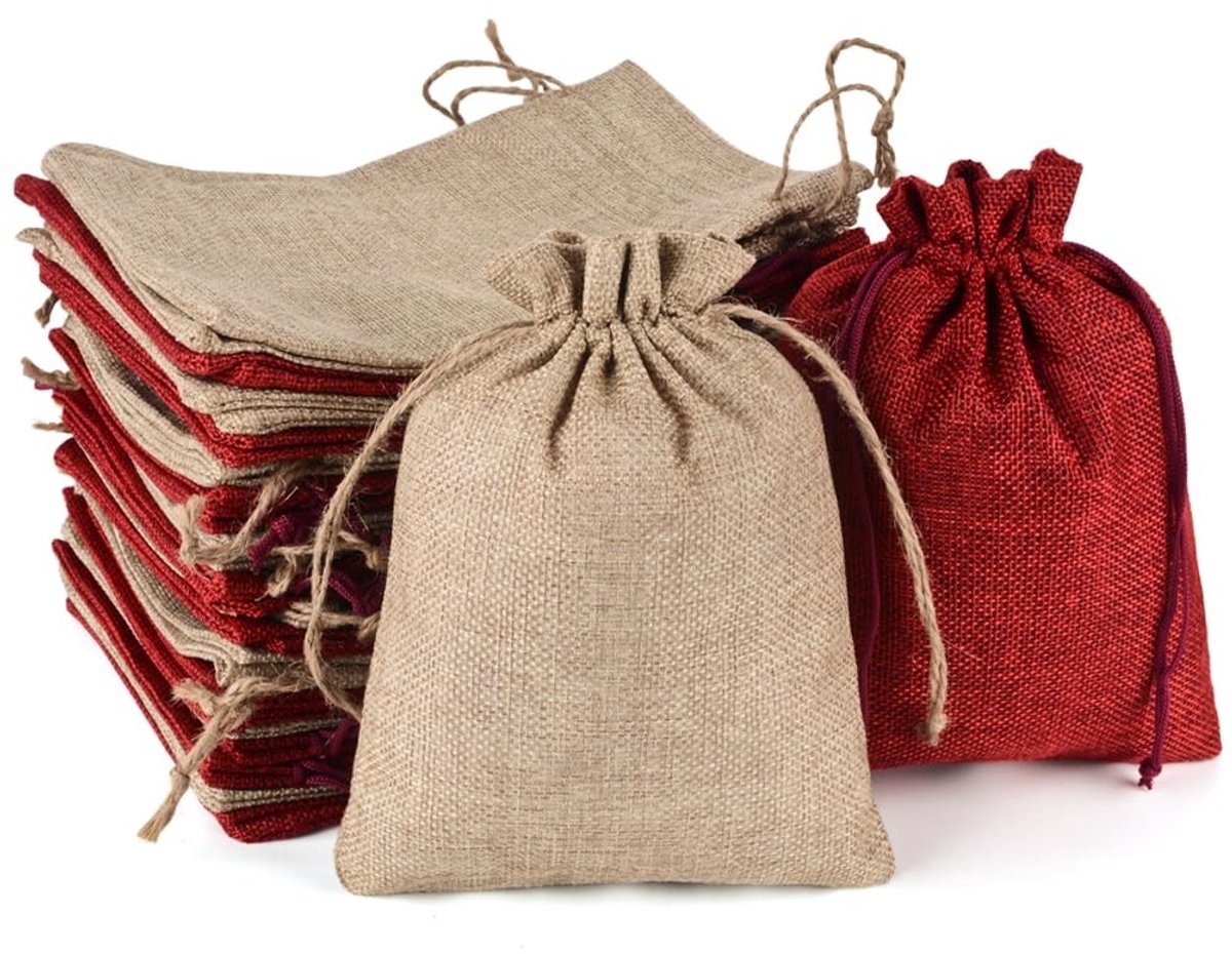 Dailygoods- Jute Zakjes 30 Stuks - 20 x 30 cm - Stoffen Zakjes met Trekkoord - Cadeauzakjes voor Sieraden - Duurzaam en Milieuvriendelijk - Ideaal voor Kerstmis en Bruiloft