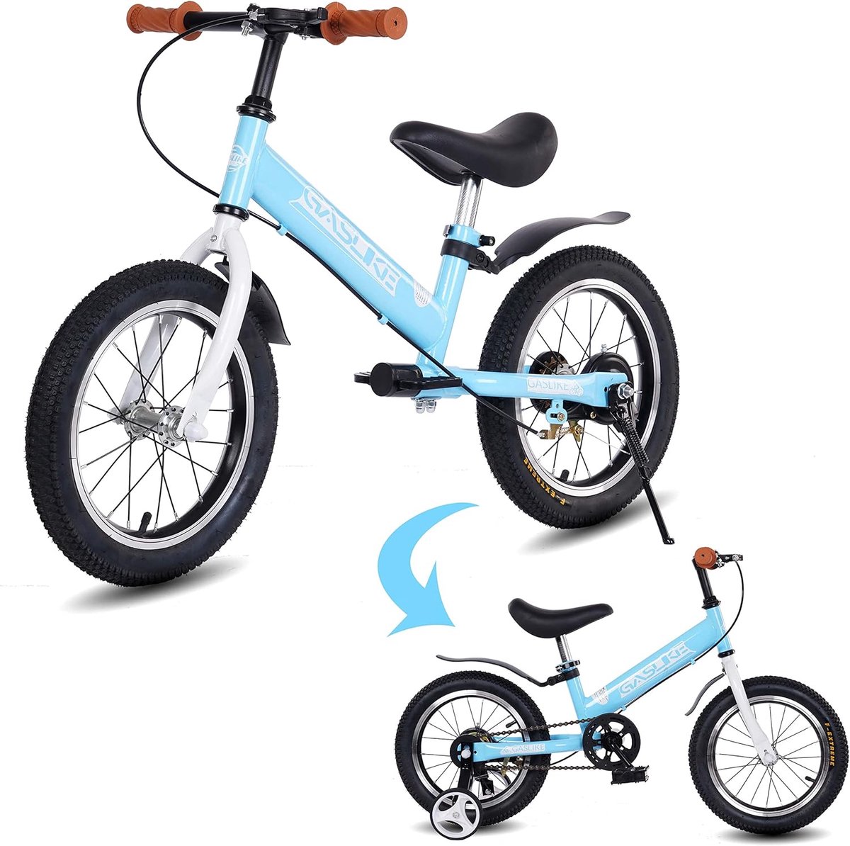 Loopfiets Kinderfiets 2-in-1 Fiets Leren Fietsen Ombouwbaar Met Pedalen 14 Inch Blauw