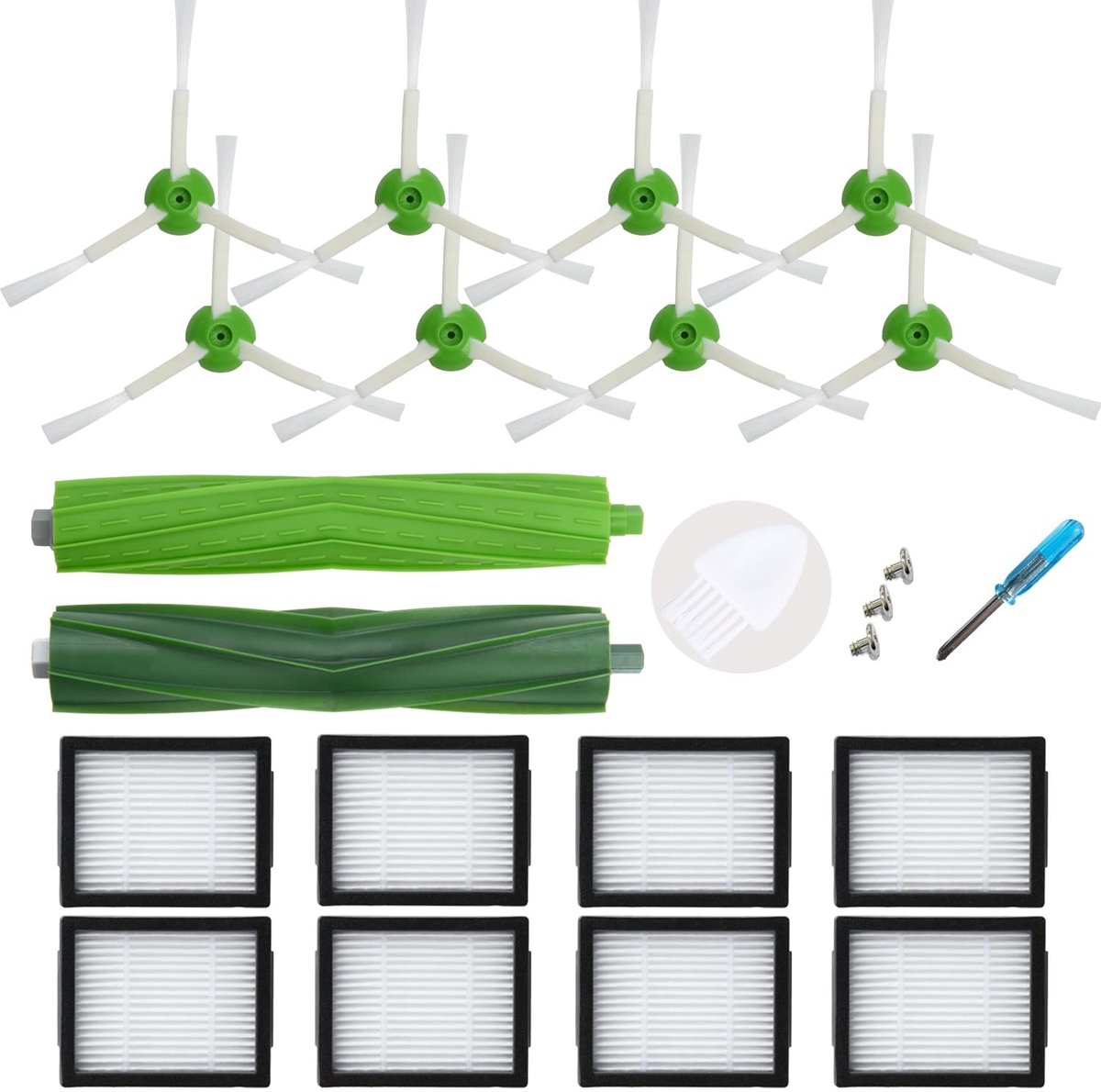 Dailygoods - Vervangende Accessoires voor iRobot Roomba E & I-serie, 1 Set Multi-Vloerborstels, 8 Filters