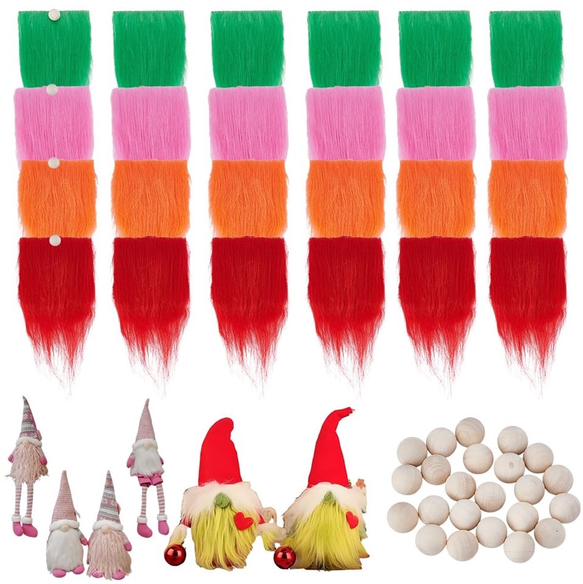 Dailygoods - Set van 15 Tuinkabouter Baarden in 4 Kleuren voor Creatieve Decoratie