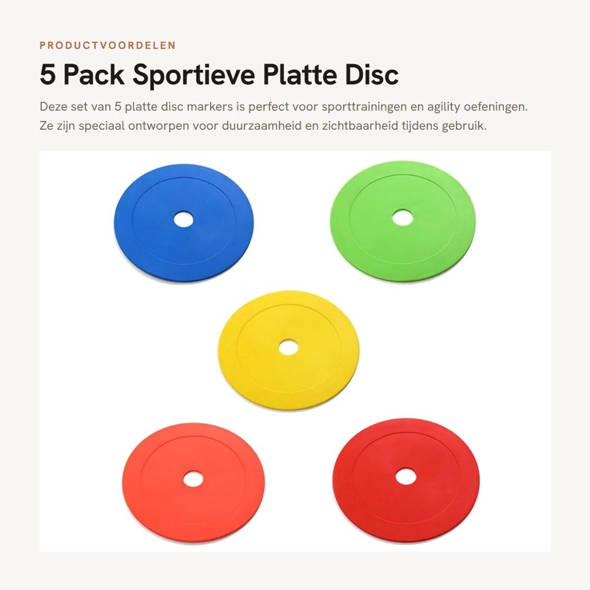 Dailygoods- Disc Markers Scheurbestendig - Set van 5 - 15,5 cm - Hoge zichtbaarheid - Sporttraining - Poly Vinyl Materialen - Training Markers