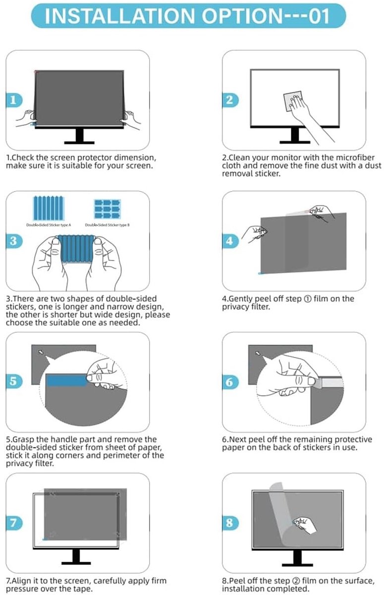 Dailygoods - Privacyfilter Zelfklevende Strip voor Monitoren en Laptops