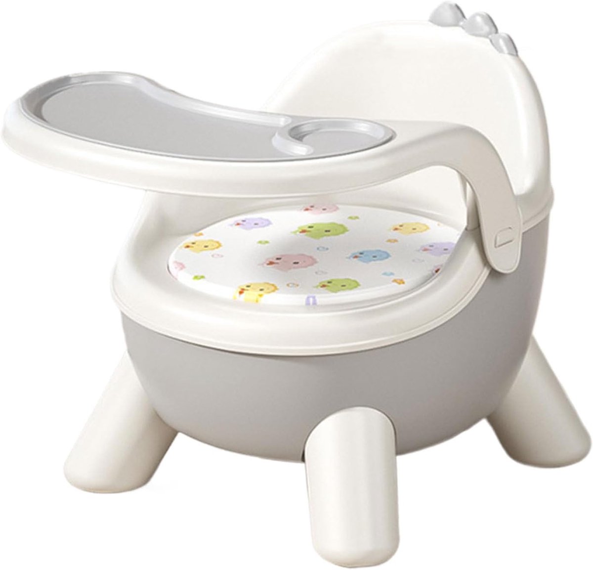 Kinderstoel - Dineerstoel - Veilig Eten - Dubbele Dienbladen - 34.5 cm - Grijs