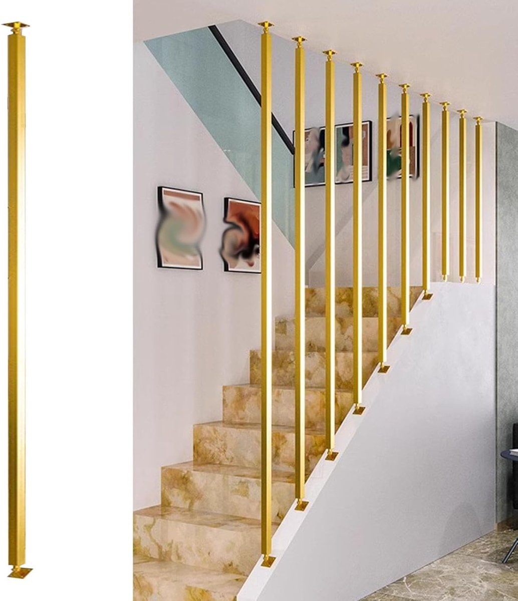 Metalen Trapleuning - Veiligheidshandgreep - Extra Veiligheid - Verstelbare Hoek - 180 cm - Goud