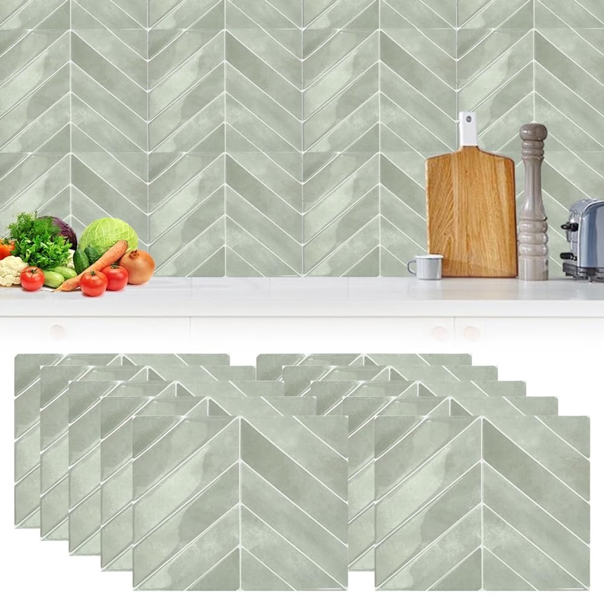Dailygoods - Tegelstickers, 10 vellen zelfklevende tegels, waterdicht, spatbescherming, 3D-vinyl wandtegelstickers voor keuken, badkamer, muur, 29 x 22,9 cm (A)