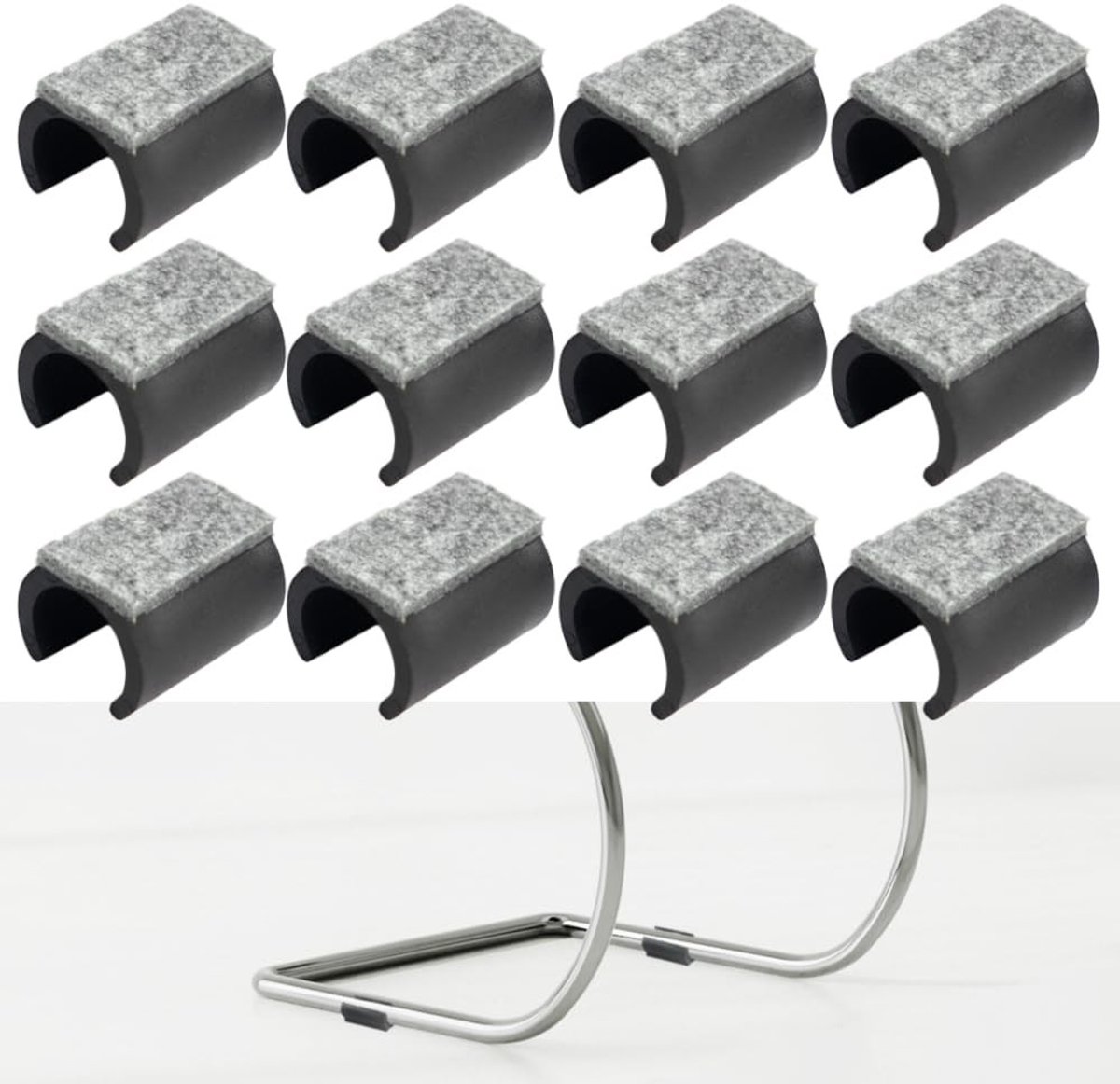 Dailygoods- Stoelglijders U-vorm 25 mm - 12 Stuks - Kunststof - Meubelglijders Teflon - Antislip - Duurzaam Materiaal