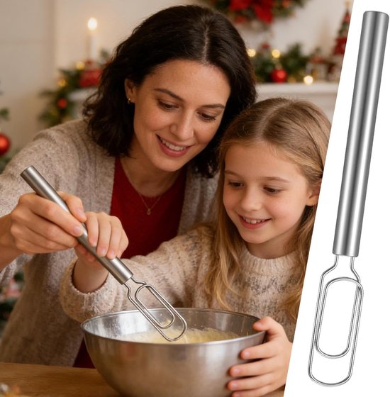 Handmixer met Klopper - Roerstaaf Garde - Beslag Maken - Slotvrij Ontwerp - 30 cm Lengte - Zilverkleurig — afbeelding 3