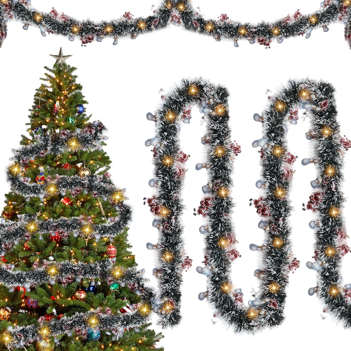 Dailygoods - LED Kerstslinger van Lametta 500CM voor Binnen en Buiten