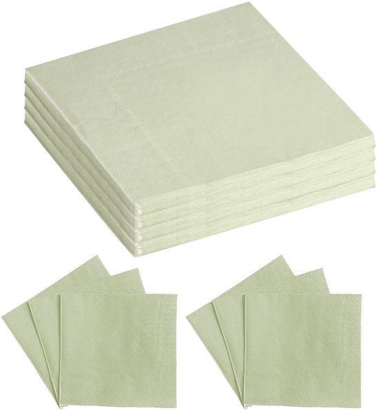 Dailygoods- Cocktailservetten 100 stuks - Papieren Servetten - Eucalyptusgroen/Saliegroen - Feestservetten - Bruiloft/Verjaardag - 33 x 33 cm - Premium Materiaal