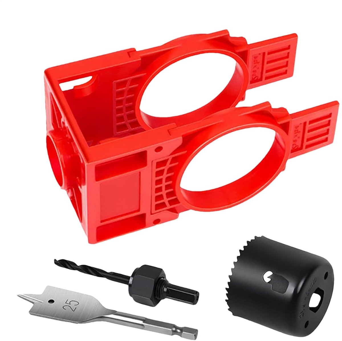 Montageset Deursloten - Installatieset Sloten - Precisieboren Deuren - Dubbele Boorfunctie - 15x10x7.7cm - Rood