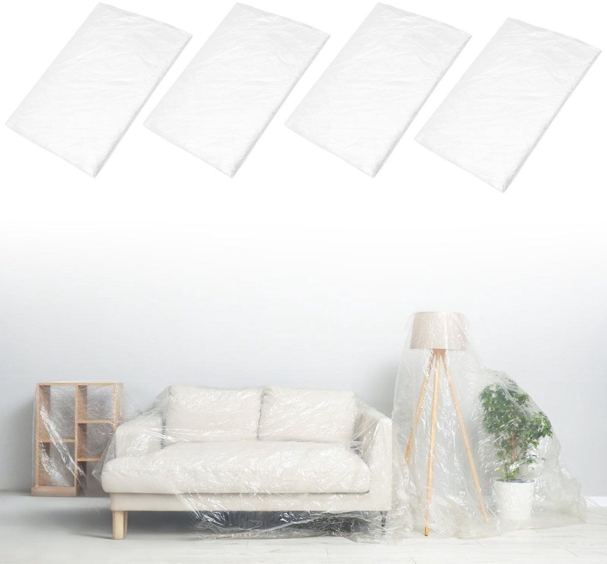 Dailygoods- Afdekfolie Extra Sterk - Schilderfolie - Bouwfolie - Dekzeil - Transparante Folie - 4 Stuks (4 x 5 m) - Schilderzeil