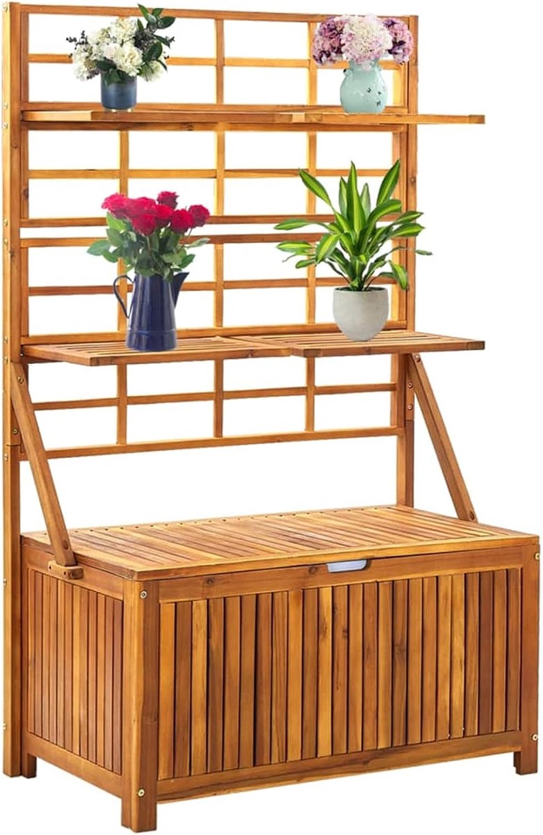 Opbergkist Hout - Tuinbox Kist - Buiten Opbergen - Weerbestendig Ontwerp - 99 x 55 x 160cm - Houtkleur