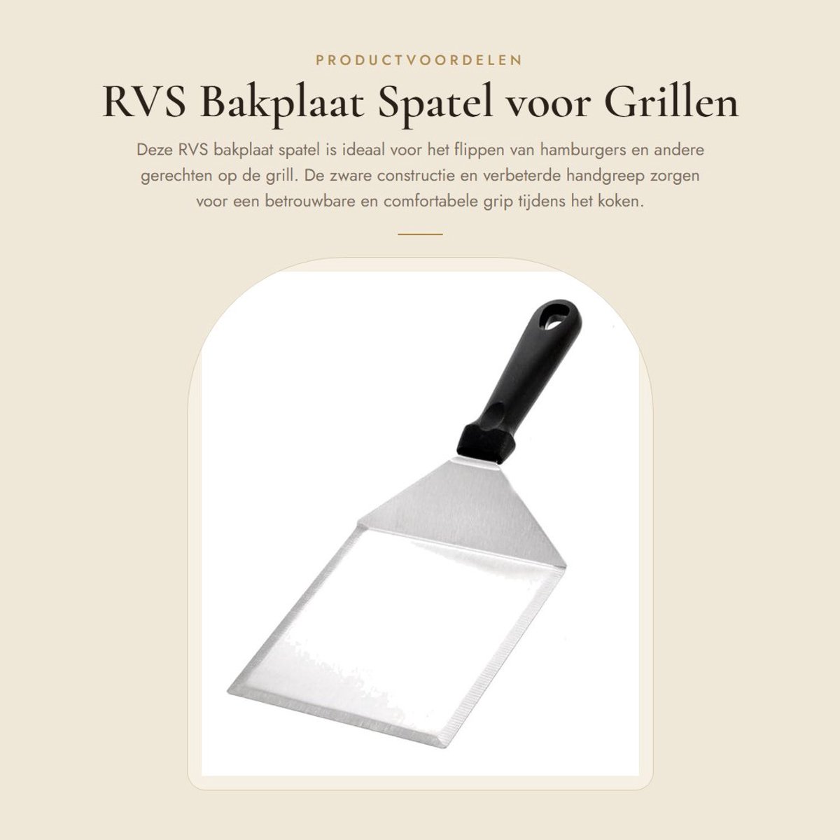 Dailygoods - RVS Bakplaat Spatel voor Grillen en Barbecue