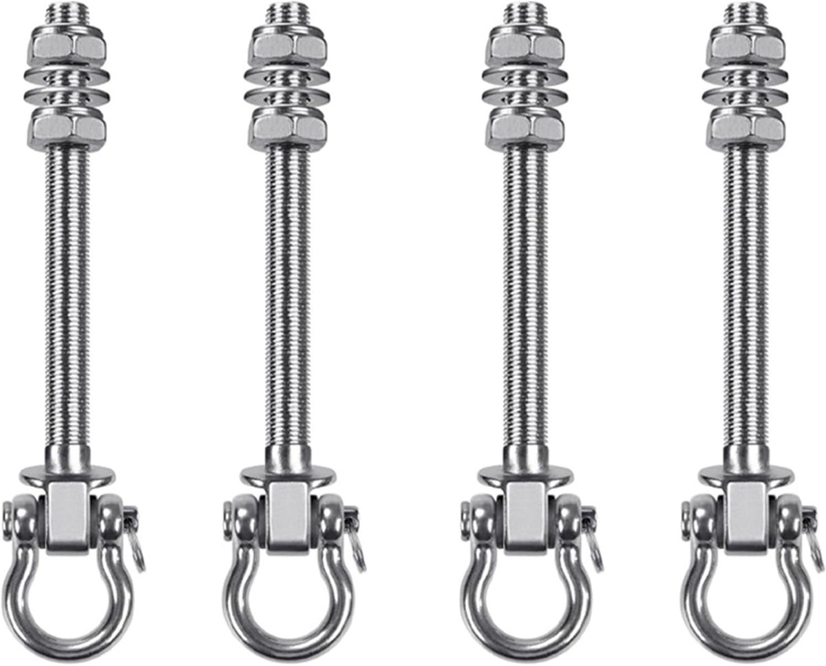 Schommel Hangers - Veranda Haken - Buiten Ontspannen - 180 Graden Zwenkbereik - 4 Stuks - Zilver