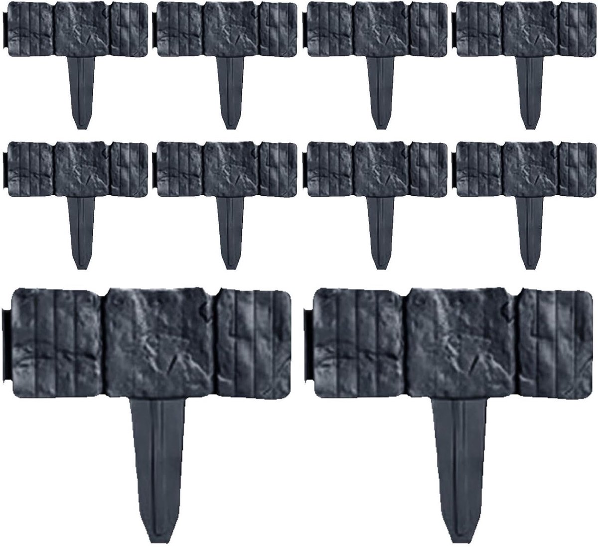 Tuinafscheiding Set - Decoratieve Randen - Tuinrand Creëren - Natuursteen Look - 10 Stuks - Zwart