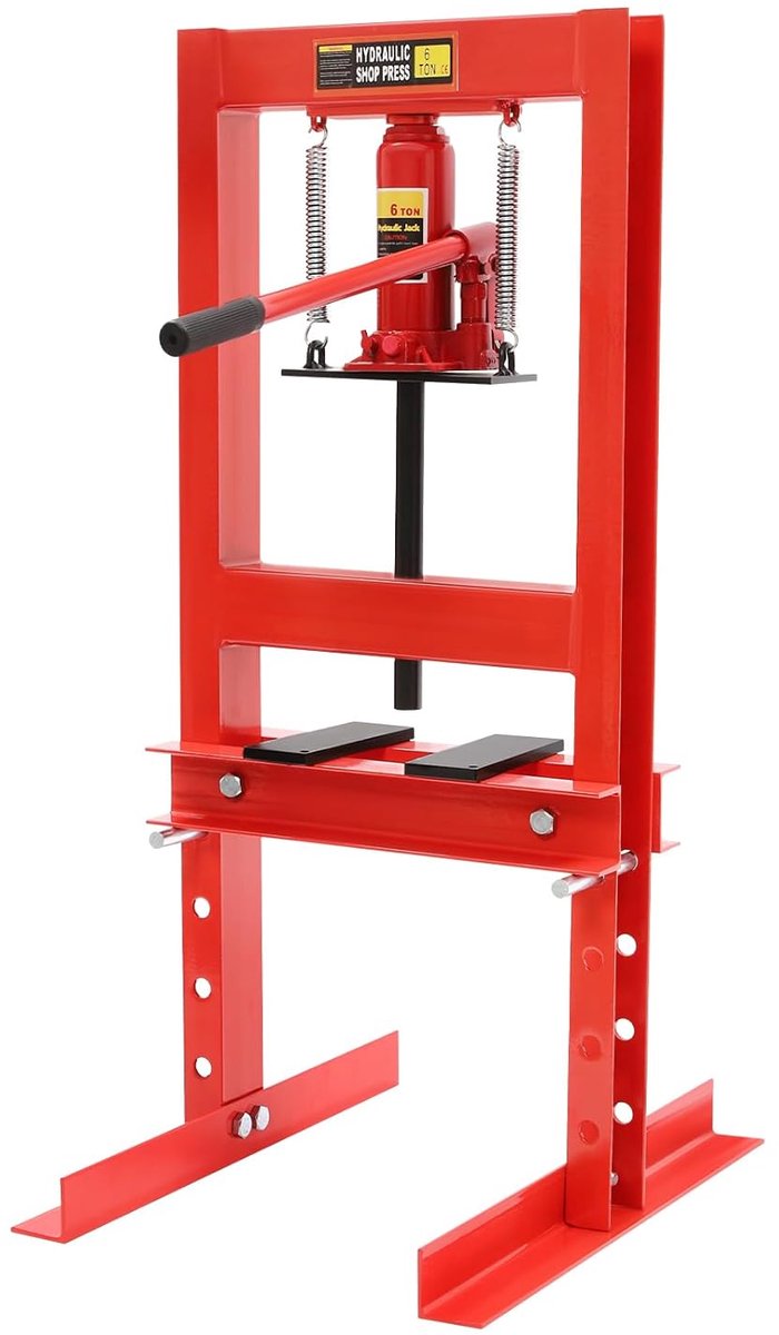 Hydraulische Werkplaatspers - Winkelpers H-frame - Onderdelen Persen - 6T Maximale Druk - 90 cm Hoogte - Rood
