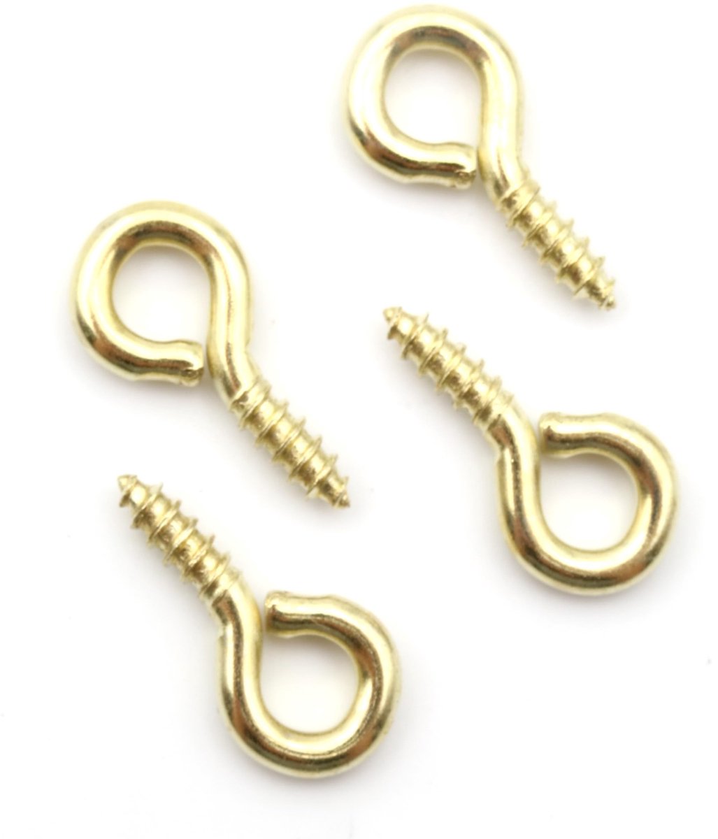 Dailygoods - Set van 10 Messing Ringschroeven met Houtdraad voor Wandbevestiging