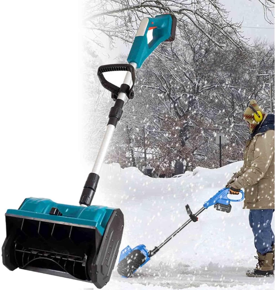 Elektrische Sneeuwschuiver - Sneeuwblazer Handheld - Opritten Reinigen - Telescopisch Verstelbaar - 33cm Werkbreedte - Zwart
