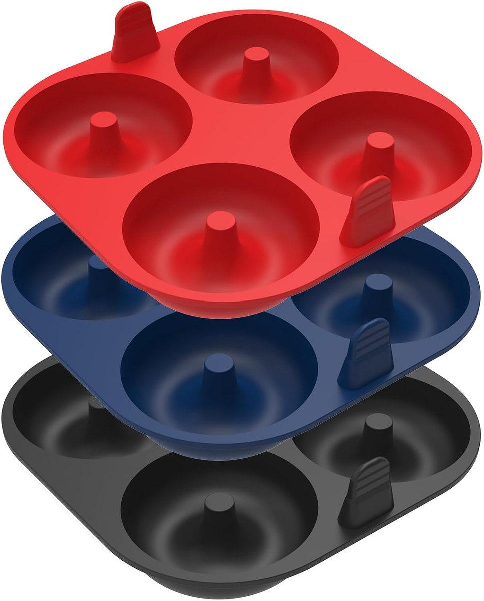 SnelShoppen - Silicone Donut Mold voor Air Fryer - 3 Stuks 8cm Bagel Mould - Perfect voor Bakken, Magnetron, Oven en Vaatwasser - Keuken Accessoires
