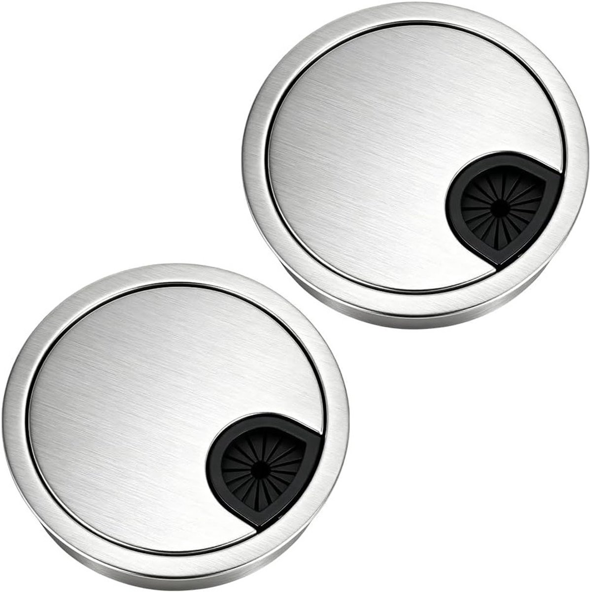 Ronde Kabeldoorvoeren Ø80 mm van Chroom Geplateerd Zamak voor Bureau en Thuisgebruik, 2 Stuks, Ideaal voor Kabelbeheer en Organisatie