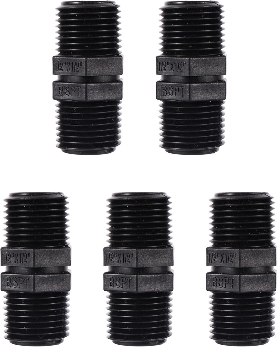 SnelShoppen - 5x 1/2 inch BSP Mannen Draad Slangconnectoren - Irrigatie Adapter voor Tuinslangen - Hoogwaardige Koppelingen voor Tuin en Waterbeheer