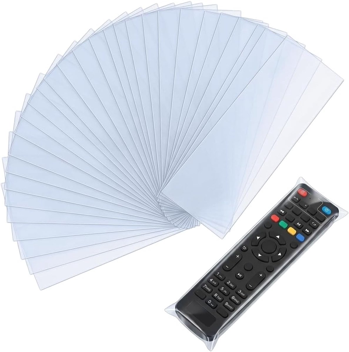 SnelShoppen - 50 stuks Transparante Beschermhoes voor Afstandsbediening - Stofdicht, Vuilafstotend, Hygiënisch, Universeel, PVC Krimpfolie, Vervangbaa