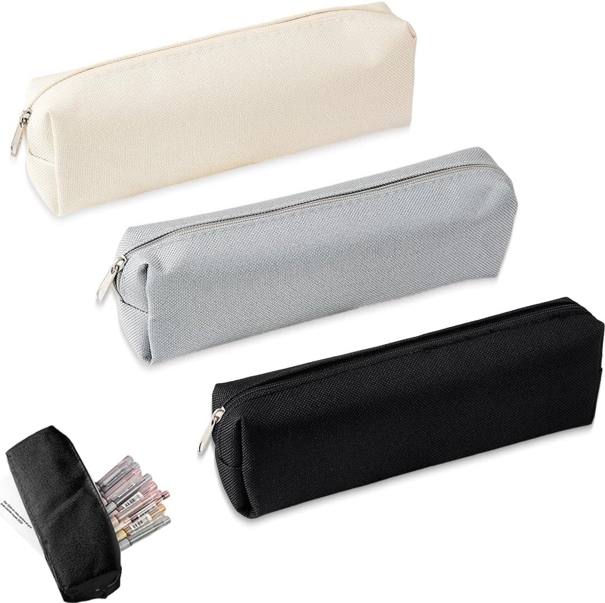 SnelShoppen - Pack van 3 School Etui Organizer - Duurzaam en Ruim - Perfect voor Kinderen, Studenten en Creatieve Geesten - Ideaal voor Potloden, Penn