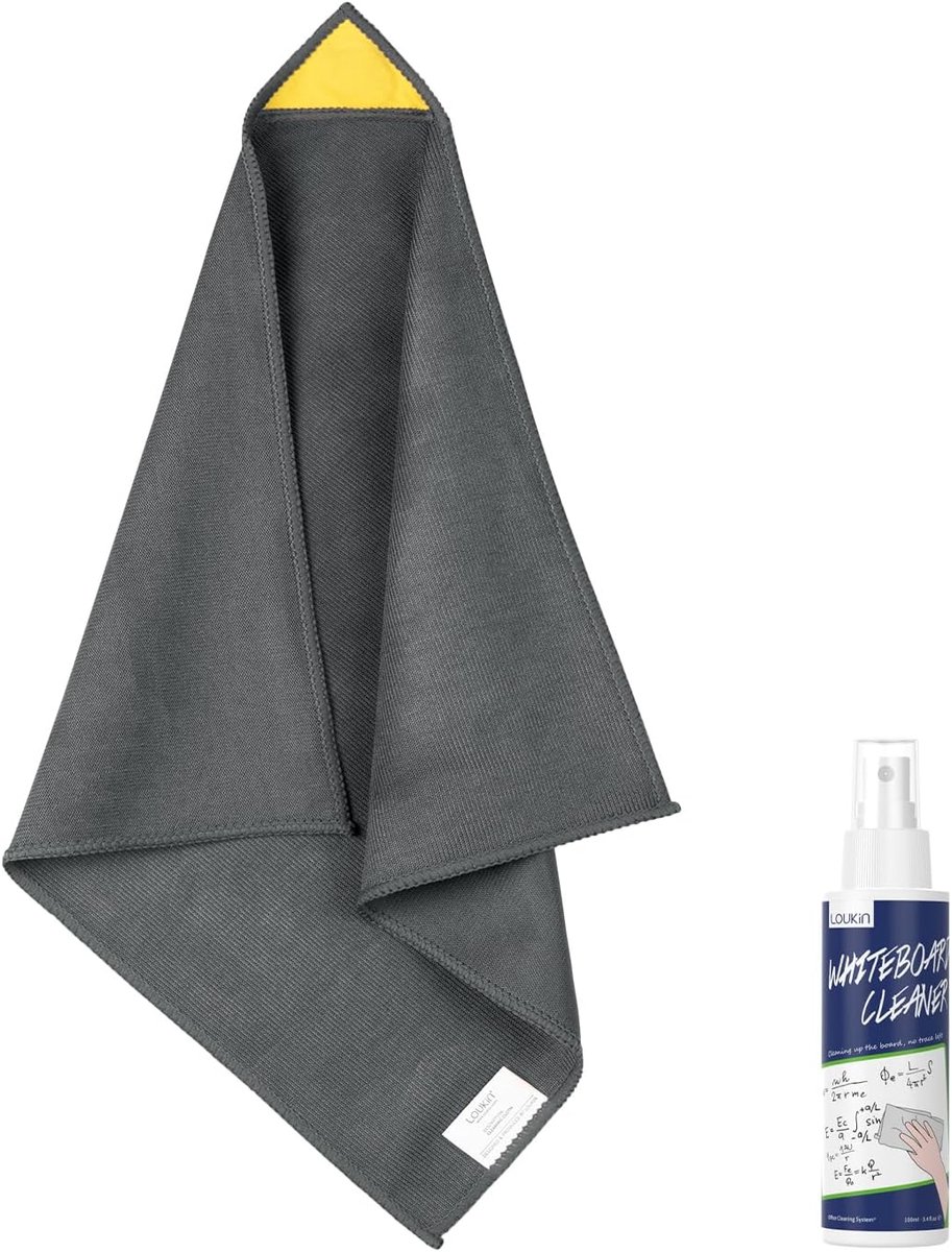SnelShoppen - Magnetisch Whiteboard Schoonmaakdoek - Microfiber, Herbruikbaar, Wasbaar, 30x30 cm, Inclusief 100 ml Whiteboard Cleaner, Perfect voor Kl