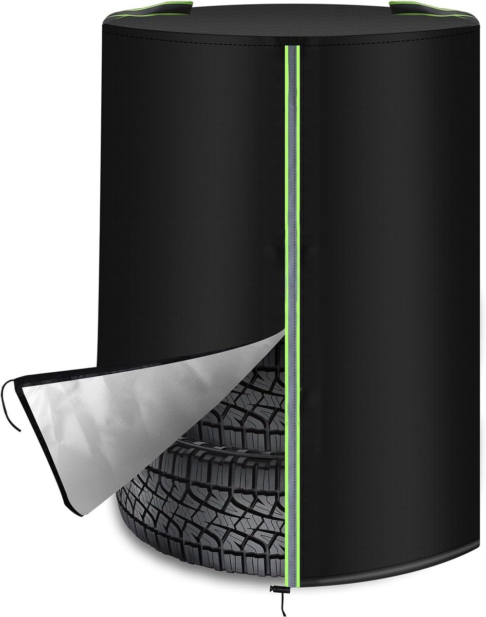 SnelShoppen - Universele Auto Bandenhoes met Reflecterende Strips, Diameter 72 cm x Hoogte 117 cm, 4 Banden Beschermhoes, 210D Oxford, Zwart met Rits