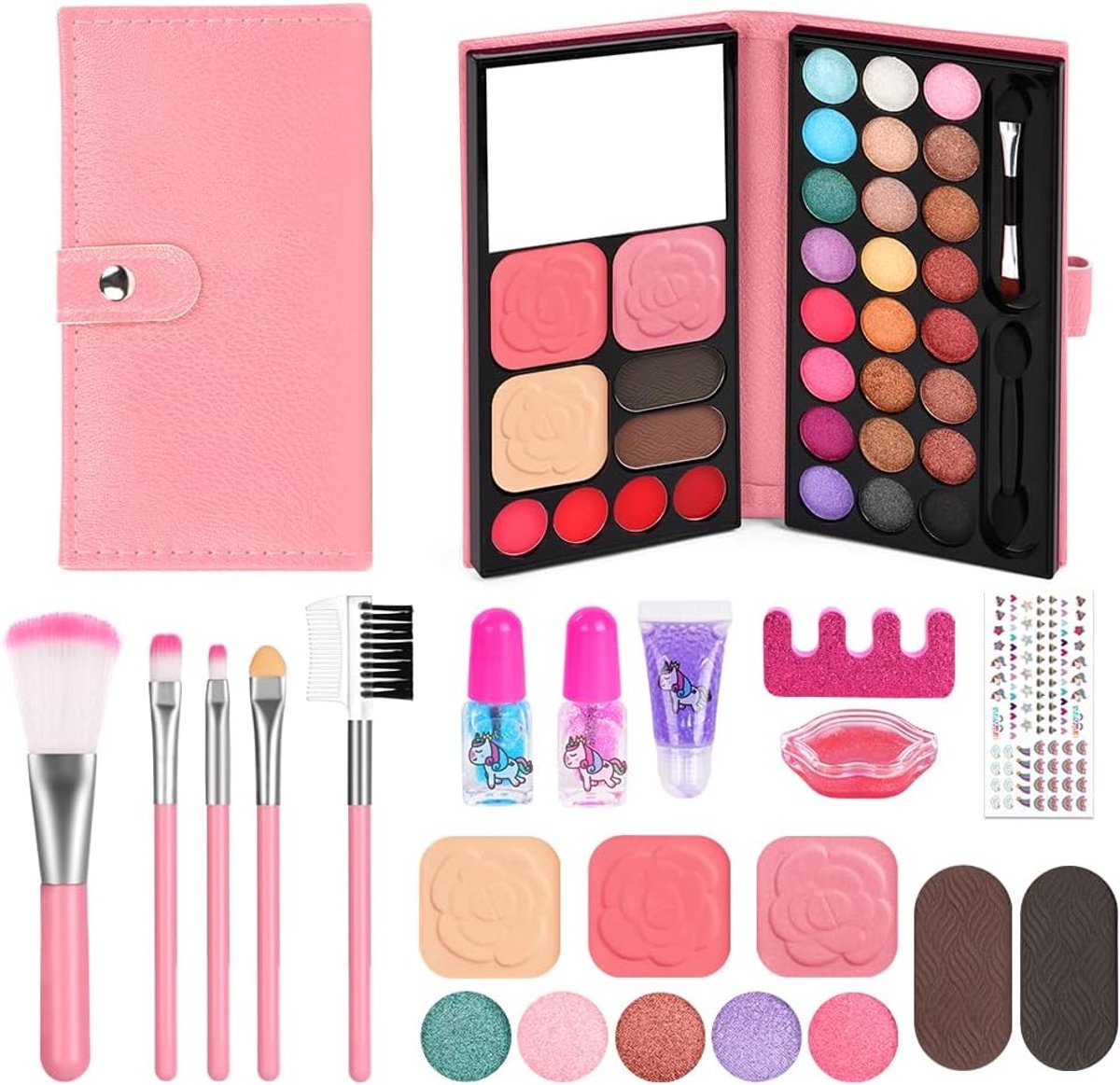 12-delige kindermake-upset voor meisjes - Roze make-upset speelgoed voor creativiteit en plezier
