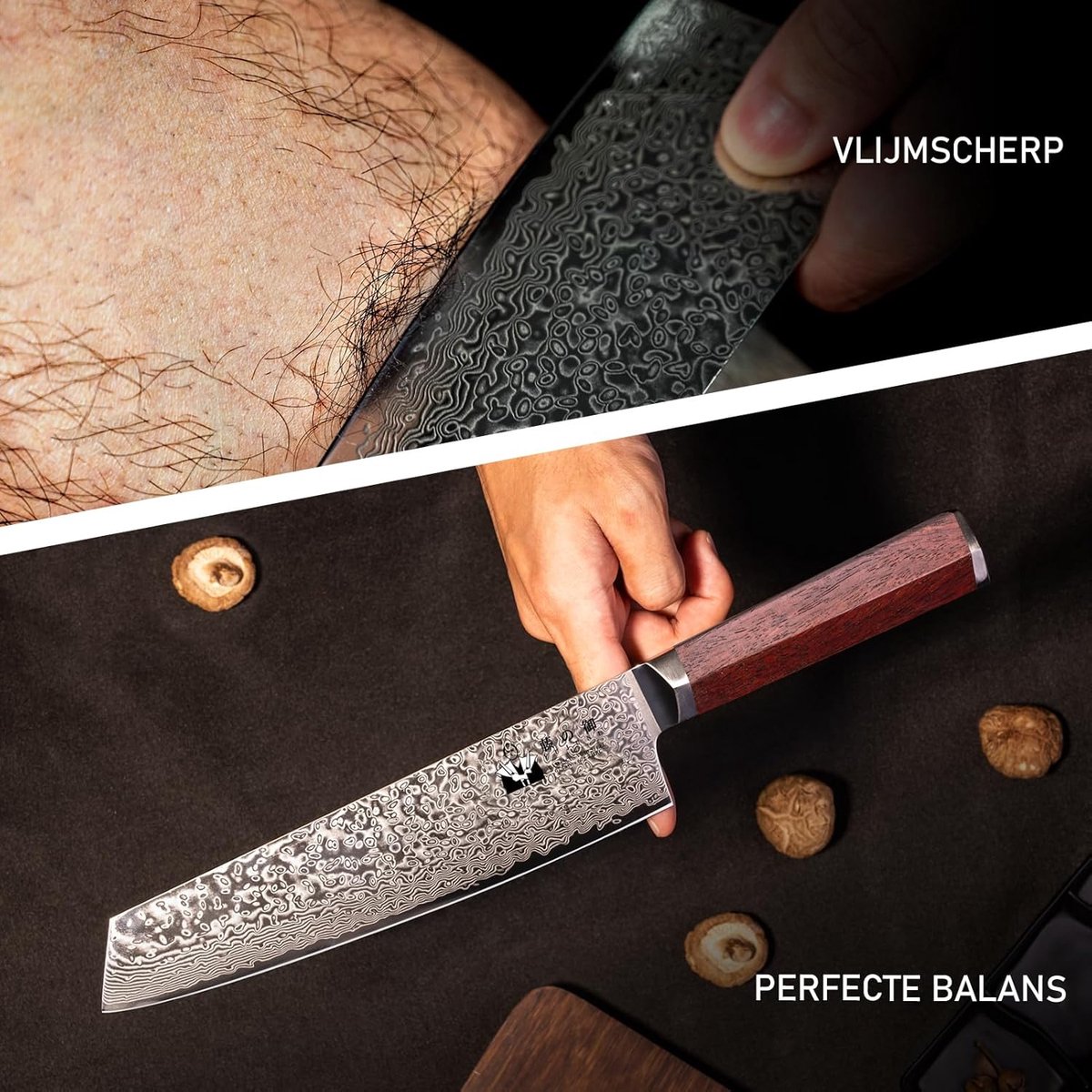 SnelShoppen - Kiritsuke Koksmes 20cm - Ultra Scherp 67 Lagen VG-10 Damascus Staal - Professioneel Keukenmes met Houten Handvat - Inclusief Cadeaubox