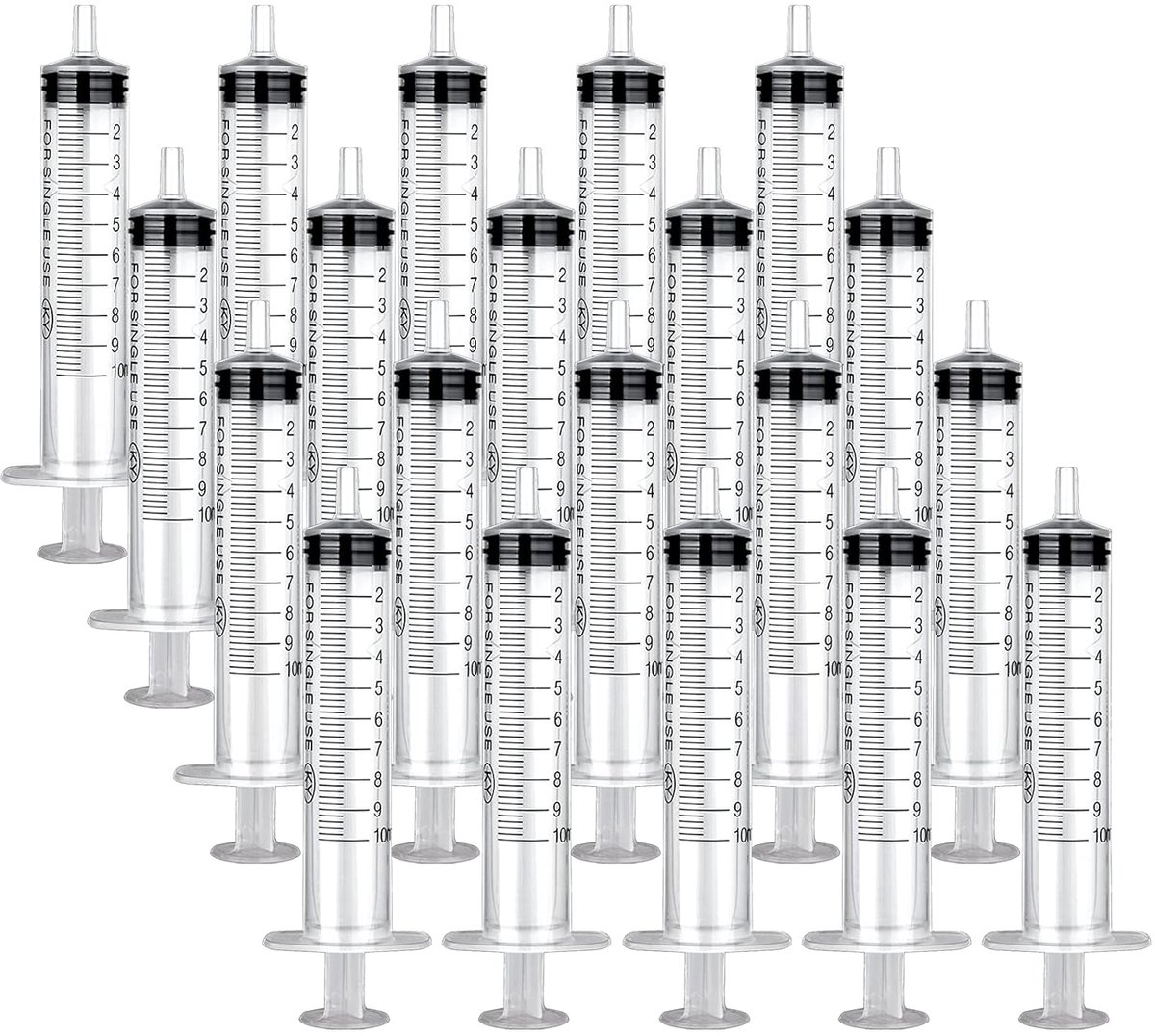 SnelShoppen - 20x 10ml Steriele Plastic Spuiten met Deksel, Voor Voeden van Dieren, Laboratorium, Epoxy Resin Sprayer, Precisie Doseren, Transparant