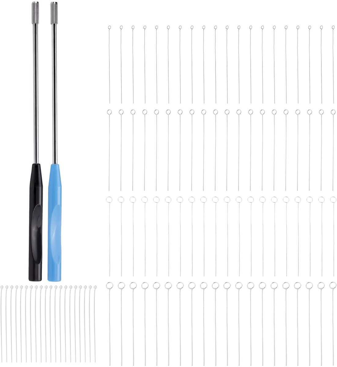 SnelShoppen - Pack van 100 Herbruikbare Nichrome Vaccinatie Lussen met 2 Koperen Handvatten, 5 Diameter Vaccinatie Lussen, Naaldtips, Impring Bars, Mi