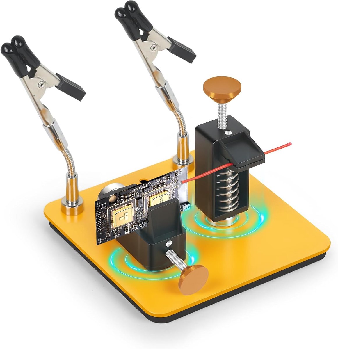 SnelShoppen - Helping Hands Loodstation met Dubbele Vice PCB Houder - 2 Schroefklemmen + 2 Flexibele Armen met Basis - Derde Hand PCB Werkstation voor