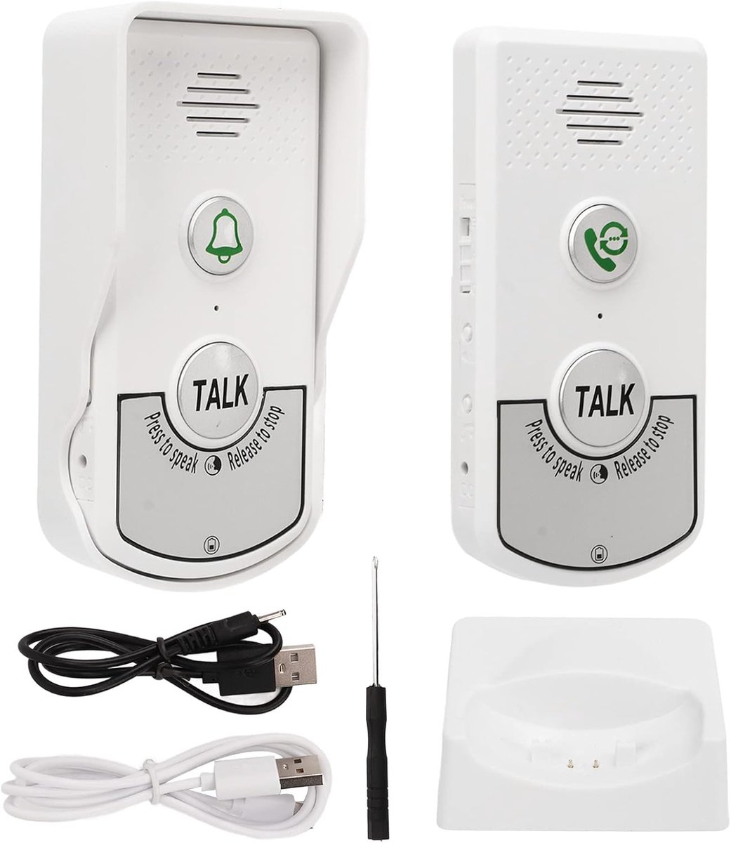 SnelShoppen - Draadloze Intercom Deurbellen tot 1000m Afstand, Slimme Wit Stem Intercom, Draagbare Deurbel voor Huizen, Hotels, Villa's en Fabrieken