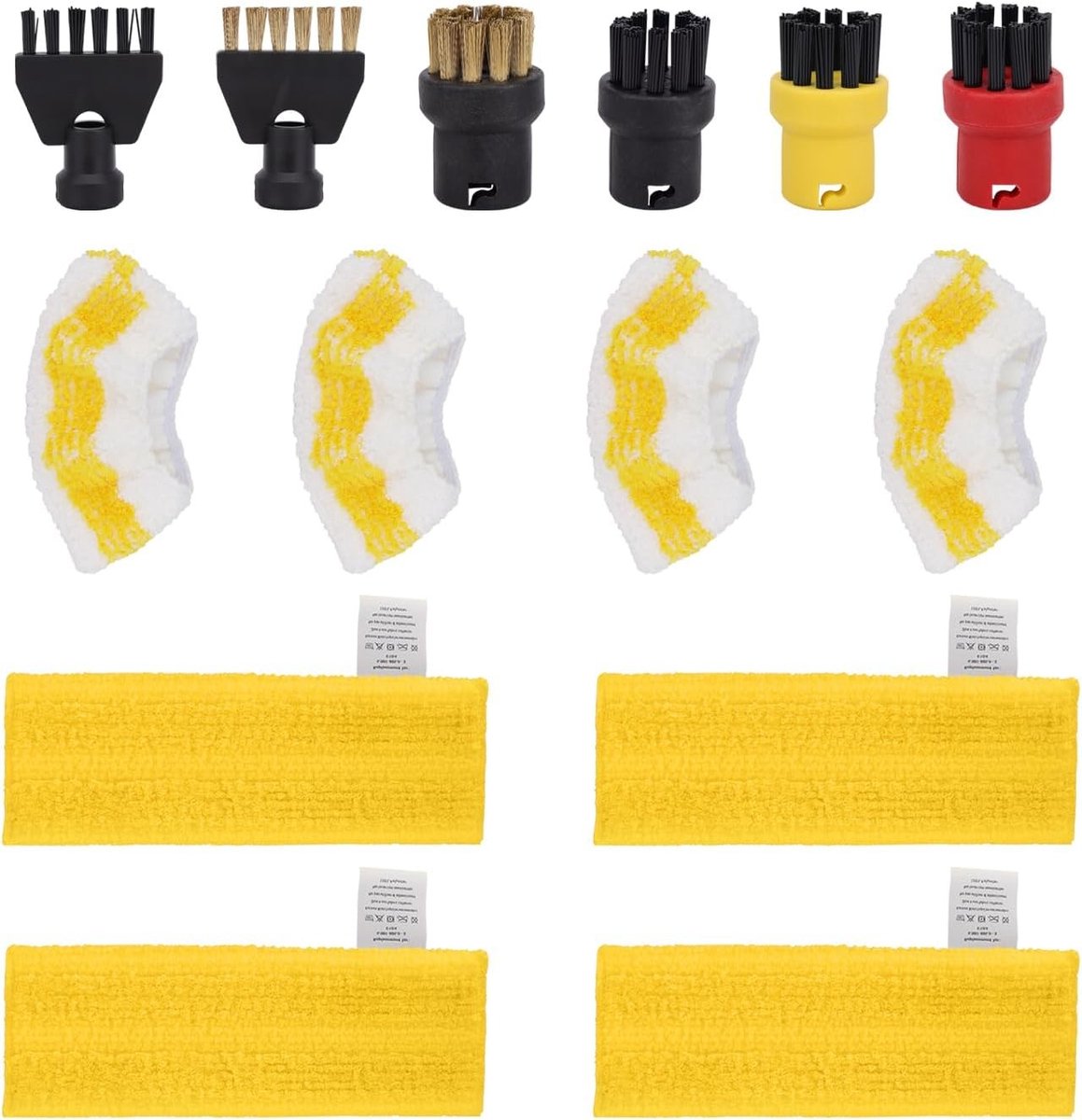 Set van 14 accessoires voor stoomreinigers | Inclusief microvezeldoeken, ronde borstels en voegenborstels