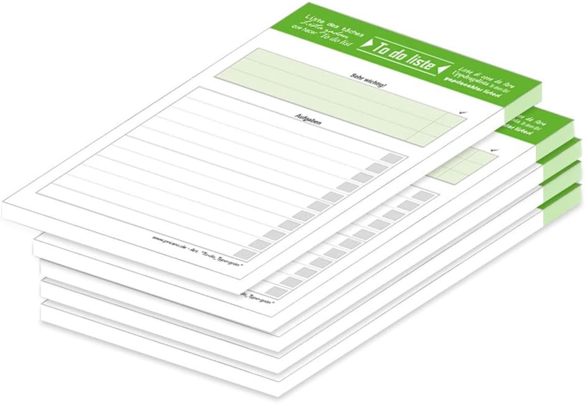 SnelShoppen - To-Do Lijst A6 Typo-green, 5 Stuks, Scheurblok, 80 g/m², Perfect voor Organiseren, Plannen, Notities, Kantoor, Thuis, School