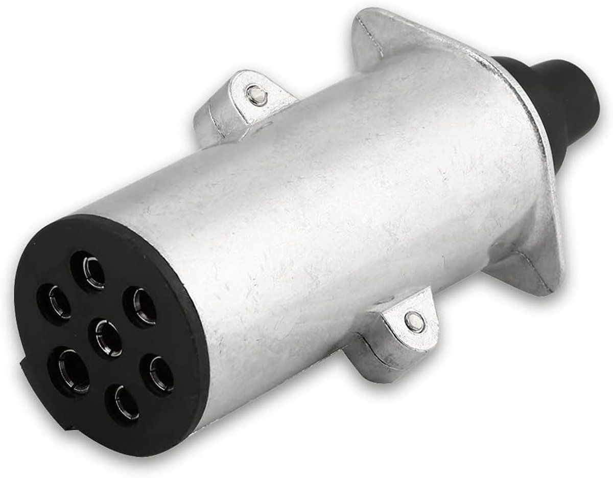 SnelShoppen - 7-Pin Trailer Plug N Type Ronde Aansluiting, Aluminium Trekhaak Adapter voor Caravan, Truck en Trailer, Duurzaam en Betrouwbaar