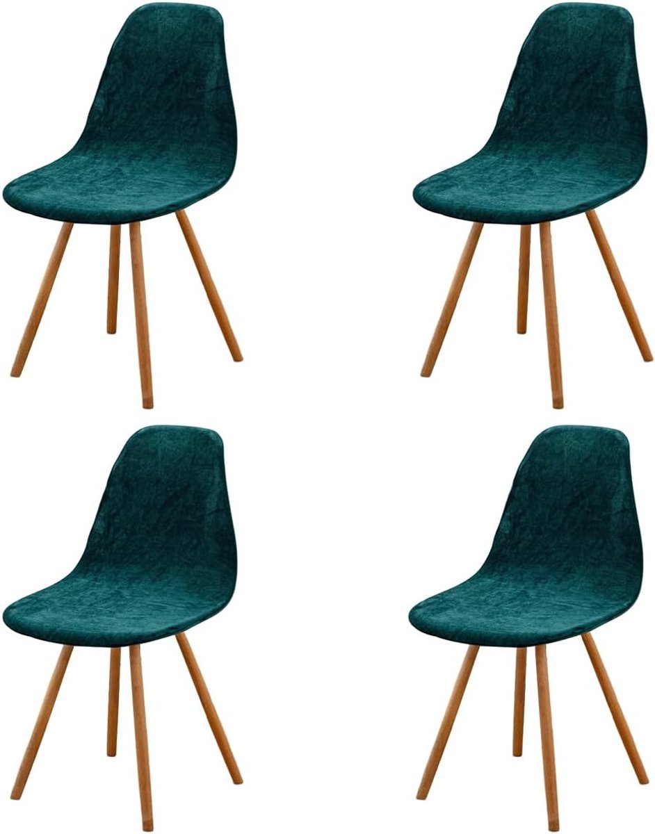 SnelShoppen - Luxe Velvet Scandinavische Eetstoel Covers - Nordic Stijl Universele Armless Stoel Covers - Verwijderbaar Wasbaar - 4 Stuks - Emerald Gr