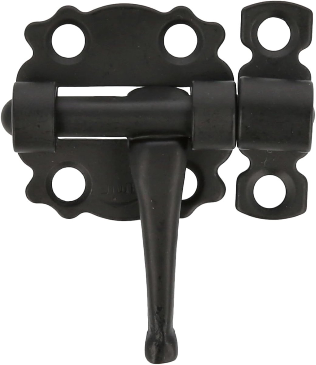 SnelShoppen - Deur- en meubel sluiting met veiligheidssluiting, model 484, 30 mm, zwart staal met Zamak schacht, rustieke stijl, geschikt voor passage