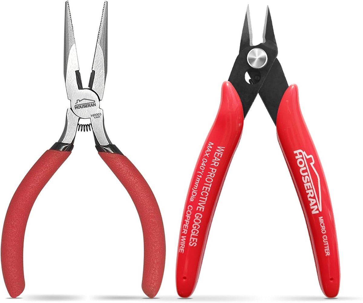 SnelShoppen - 2-delige Mini Tangenset, 13cm Micro Flush Cutting Pliers & Naaldneustangen, Perfect voor Hobby's, Elektronica, Sieraden en Modelbouw