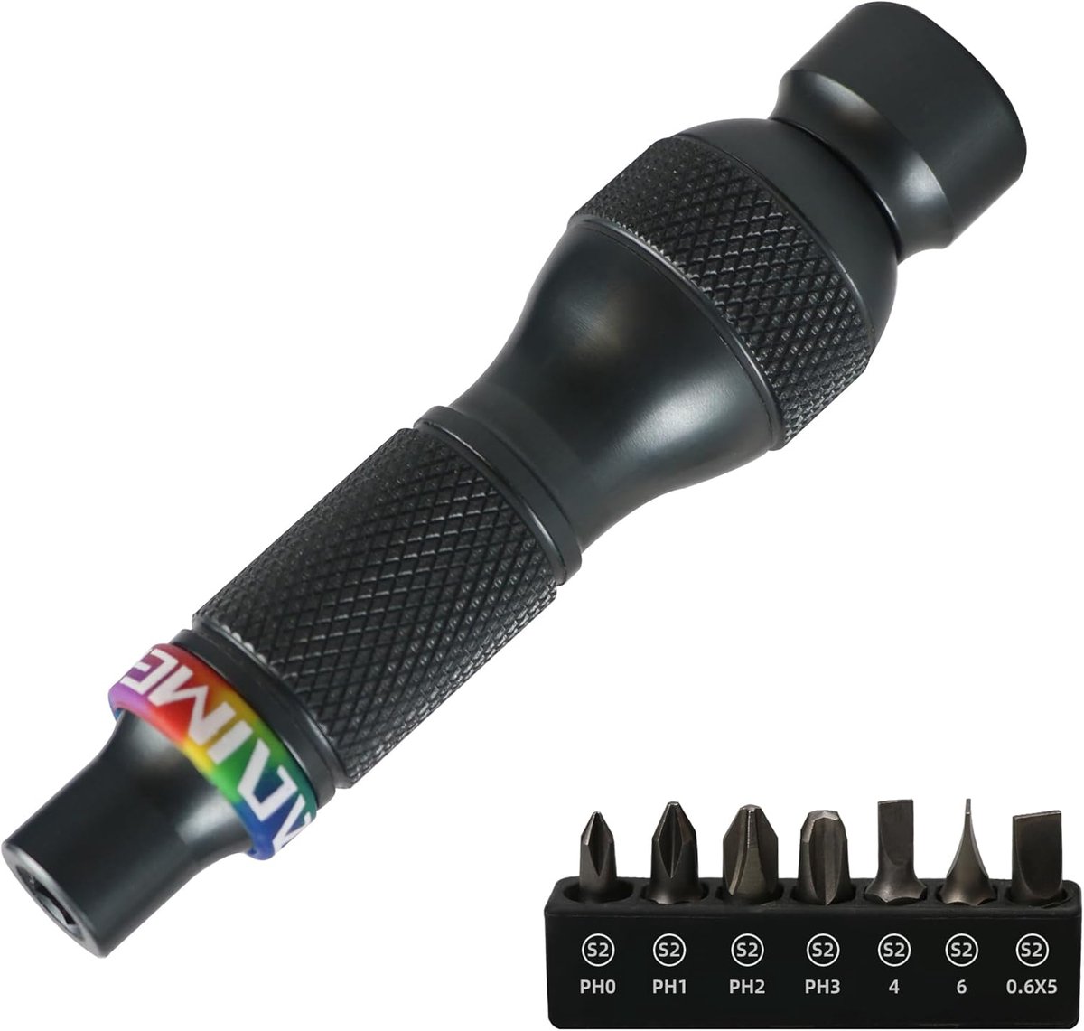SnelShoppen - 7-in-1 Schroevendraaier Set met Magnetische Tip, Mini Handgereedschap, Zwart, PH0, PH1, PH2, PH3 voor Thuis en Werkplaats