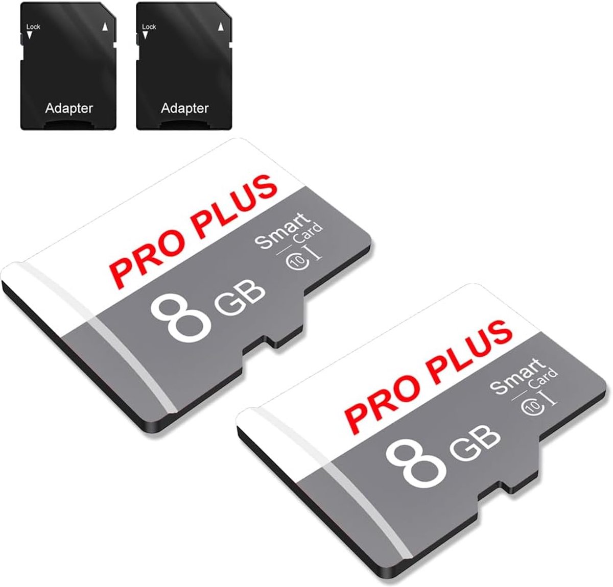 SnelShoppen - 2 Pack SD Geheugenkaart 8GB met SD Adapter - UHS-I A1 C10 - TF Kaart voor Tablet, Mobiele Telefoon, Camera, Auto Radio, Game Console